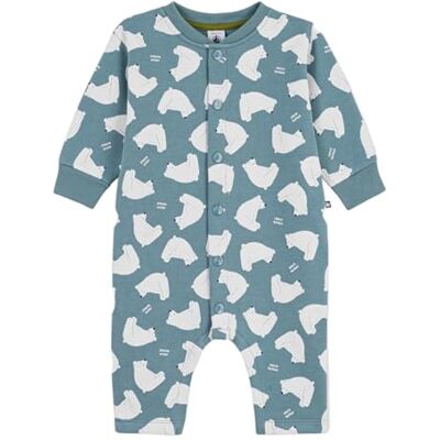 Petit Bateau Vit björn tryckt bomull lång overall Petit Bateau Vit björn tryckt bomull lång overall