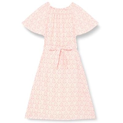 MIMO flicka sommarklänning med tryck casual klänning, Neonrosa, 128 MIMO flicka sommarklänning med tryck casual klänning, Neonrosa, 128