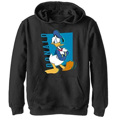 Disney tecken Donald Pop Boy's huvtröja fleece, svart, liten, svart, S Disney tecken Donald Pop Boy's huvtröja fleece, svart, liten, svart, S