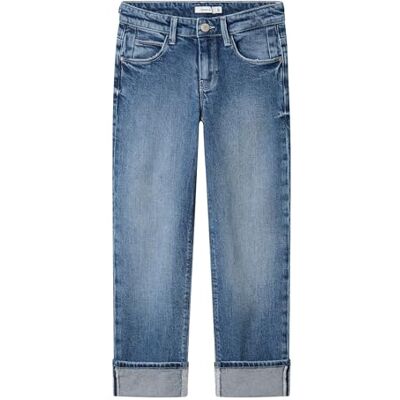 NAME IT flicka Nkfrose raka vikta jeans 4224-Az Noos, Mellanblå denim, 164 NAME IT flicka Nkfrose raka vikta jeans 4224-Az Noos, Mellanblå denim, 164