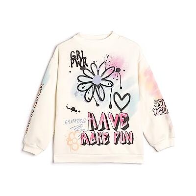 Koton Girls's borstad interiör stående rund hals långärmad graffiti tryckt sweatshirt, Ecru (010), 6-7 �r Koton Girls's borstad interiör stående rund hals långärmad graffiti tryckt sweatshirt, Ecru (010), 6-7 �r