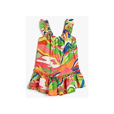 Koton Baybgirls blommig avslappnad klippning ärmlös ruffle viskosklänning, Orange design (2d1), 18-24 Monate Koton Baybgirls blommig avslappnad klippning ärmlös ruffle viskosklänning, Orange design (2d1), 18-24 Monate
