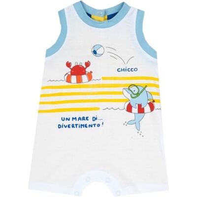 Chicco Ärmlös sparkdräkt, nyfödd pyjamas för bebisar, Vit och gul, 3 mesi Chicco Ärmlös sparkdräkt, nyfödd pyjamas för bebisar, Vit och gul, 3 mesi