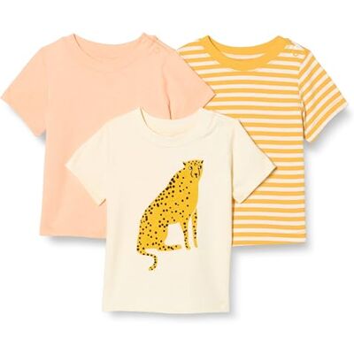Amazon Essentials Unisex-baby kortärmad t-tröjor, Pastell persika/gepard/rand, 4T Amazon Essentials Unisex-baby kortärmad t-tröjor, Pastell persika/gepard/rand, 4T