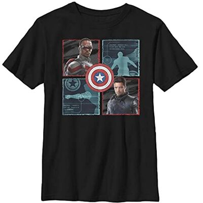Marvel Likeness The Falcon and The Winter Soldier Hero Box Up Boy's Solid Crew Tee, svart, Youth X-Small, svart, XS Marvel Likeness The Falcon and The Winter Soldier Hero Box Up Boy's Solid Crew Tee, svart, Youth X-Small, svart, XS