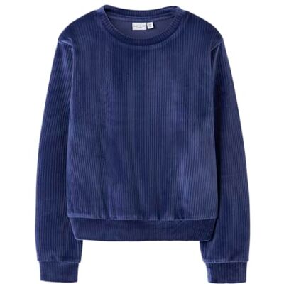 NAME IT Nkfveloa Ls sammet kort topp, Beacon Blue, 122-128 NAME IT Nkfveloa Ls sammet kort topp, Beacon Blue, 122-128