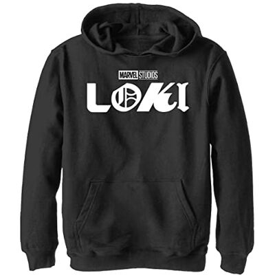 Marvel Loki-logotyp huvtröja för pojkar, Svart, S Marvel Loki-logotyp huvtröja för pojkar, Svart, S