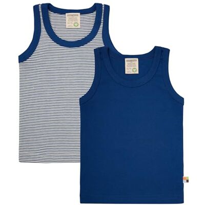 loud + proud unisex barn dubbelpack, finribbad, ekologisk bomull och GOTS certifierad undertröja, Ultraamarin, 110-116 loud + proud unisex barn dubbelpack, finribbad, ekologisk bomull och GOTS certifierad undertröja, Ultraamarin, 110-116