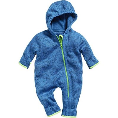 Playshoes Baby fleece-overall, andningsbar unisex jumpsuit för pojkar och flickor med lång dragkedja och huva, färgad kontrasterande, blå stickad fleece, 74 Playshoes Baby fleece-overall, andningsbar unisex jumpsuit för pojkar och flickor med lång dragkedja och huva, färgad kontrasterande, blå stickad fleece, 74