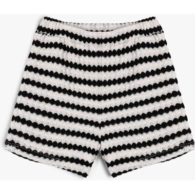 Koton Girls's Crocheted elastisk midja shorts, Svart rand (9s9), 11-12 år Koton Girls's Crocheted elastisk midja shorts, Svart rand (9s9), 11-12 år