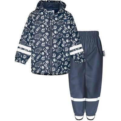 Playshoes Tvådelad regndräkt, fleecefoder, fodrad dräkt, Skogsdjur fleece linning, 116 Playshoes Tvådelad regndräkt, fleecefoder, fodrad dräkt, Skogsdjur fleece linning, 116