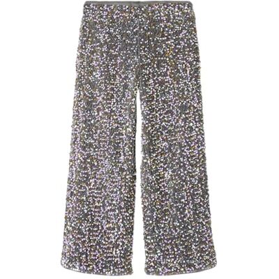 NAME IT Girl byxor Wide Fit paljetter, Granitgrå/detalj: guld och vit, 146 NAME IT Girl byxor Wide Fit paljetter, Granitgrå/detalj: guld och vit, 146