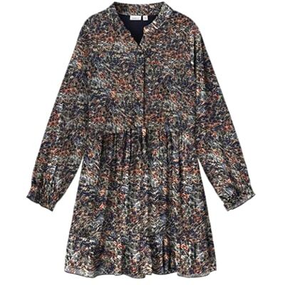 NAME IT flicka Nkfolinku Ls klänning blusklänning, Mulled Basil/Aop:., 134 NAME IT flicka Nkfolinku Ls klänning blusklänning, Mulled Basil/Aop:., 134