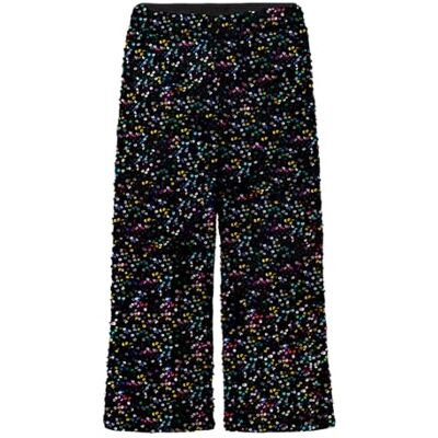 NAME IT Girl byxor Wide Fit paljetter, Svart/detalj: multi, 146 NAME IT Girl byxor Wide Fit paljetter, Svart/detalj: multi, 146