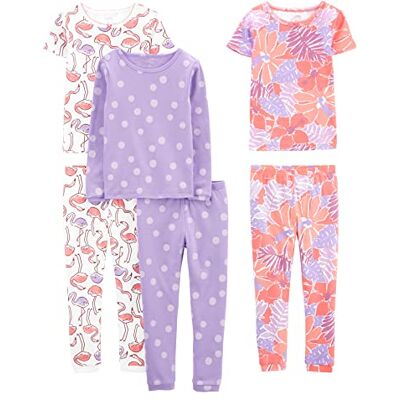 Simple Joys by Carter's Simple Joys av Carter's Girls pyjamasset, Lila prickar/vit flamingo/blommig, 5T Simple Joys by Carter's Simple Joys av Carter's Girls pyjamasset, Lila prickar/vit flamingo/blommig, 5T
