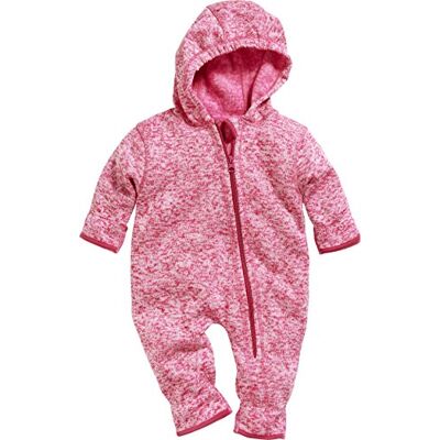 Playshoes Baby fleece-overall, andningsbar unisex jumpsuit för pojkar och flickor med lång dragkedja och huva, färgad kontrasterande, rosa stickad fleece, 74 Playshoes Baby fleece-overall, andningsbar unisex jumpsuit för pojkar och flickor med lång dragkedja och huva, färgad kontrasterande, rosa stickad fleece, 74