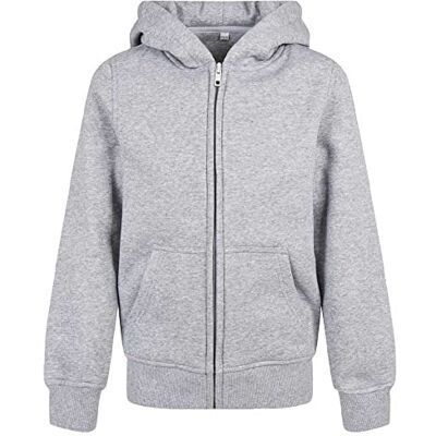 Build Your Brand Unisex barn ekologisk basic huvtröja med dragkedja för barn, ljunggrå, 122-128 Build Your Brand Unisex barn ekologisk basic huvtröja med dragkedja för barn, ljunggrå, 122-128