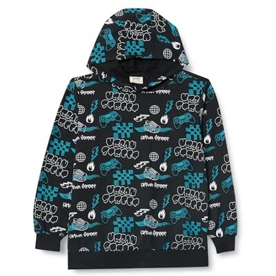 Koton Pojkars huvtröja långärmad tryckt borstad interiör sweatshirt, Svart design (9d9), 4-5 år Koton Pojkars huvtröja långärmad tryckt borstad interiör sweatshirt, Svart design (9d9), 4-5 år