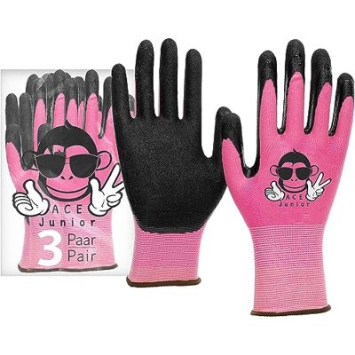 ACE Junior arbetshandske för barn – 3 par skyddshandskar för trädgårdsarbete – rosa – 7–8 år (3-pack) ACE Junior arbetshandske för barn – 3 par skyddshandskar för trädgårdsarbete – rosa – 7–8 år (3-pack)