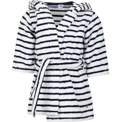 Petit Bateau morgonrock för pojkar, Vit Lait/Blå medeltida, 4-5 År Petit Bateau morgonrock för pojkar, Vit Lait/Blå medeltida, 4-5 År
