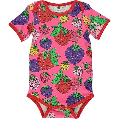 Småfolk Baby-flicka kortärmad body med jordgubbsdräkt och småbarn, ROSA, 56 Småfolk Baby-flicka kortärmad body med jordgubbsdräkt och småbarn, ROSA, 56