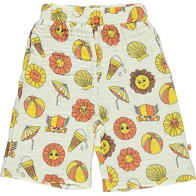 Småfolk Unisex barn med sommarvaktsymbol casual shorts, kräm, 86 Småfolk Unisex barn med sommarvaktsymbol casual shorts, kräm, 86