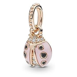 PANDORA rosafarbener Marienkäfer Anhänger mit 14 Karat rosévergoldete Metalllegierung und Cubic Zirkonia/ Kristalle, aus der Collection Moments PANDORA rosafarbener Marienkäfer Anhänger mit 14 Karat rosévergoldete Metalllegierung und Cubic Zirkonia/ Kristalle, aus der Collection Moments