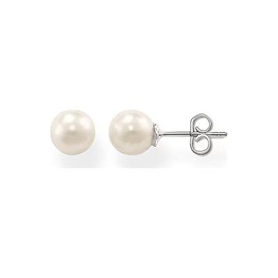 THOMAS SABO Damen Ohrstecker Rund 925er Sterlingsilber mit einer Perle im Ovalschliff, Durchmesser: ca. 0,8cm, SCH150036 THOMAS SABO Damen Ohrstecker Rund 925er Sterlingsilber mit einer Perle im Ovalschliff, Durchmesser: ca. 0,8cm, SCH150036