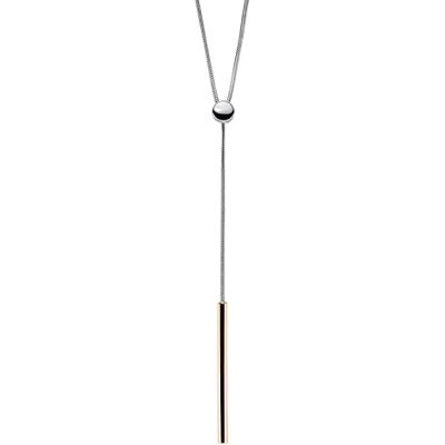 Skagen Lariat Kette Kariana für Damen aus Edelstahl in der Farbe Silber mit goldfarbenem Anhänger, 65-70 cm, SKJ0913998 Skagen Lariat Kette Kariana für Damen aus Edelstahl in der Farbe Silber mit goldfarbenem Anhänger, 65-70 cm, SKJ0913998