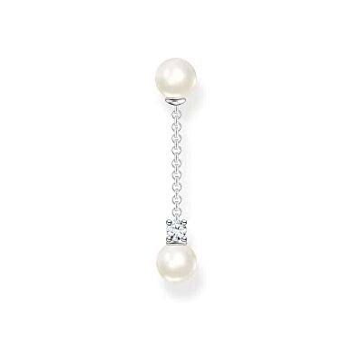 THOMAS SABO Sabo Einzel Ohrring Perlen mit weißem Zirkonia Stein in Sterling Silber, H2212-167-14 THOMAS SABO Sabo Einzel Ohrring Perlen mit weißem Zirkonia Stein in Sterling Silber, H2212-167-14