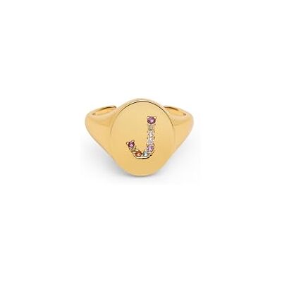 SINGULARU Ring personliga bokstavsfärger – Letra J – ring i mässing med finish i 18K guldbad – Bokstavsring med färgglad zirkonia – smycken för kvinnor – bokstav J, Knivar, Ingen ädelsten SINGULARU Ring personliga bokstavsfärger – Letra J – ring i mässing med finish i 18K guldbad – Bokstavsring med färgglad zirkonia – smycken för kvinnor – bokstav J, Knivar, Ingen ädelsten