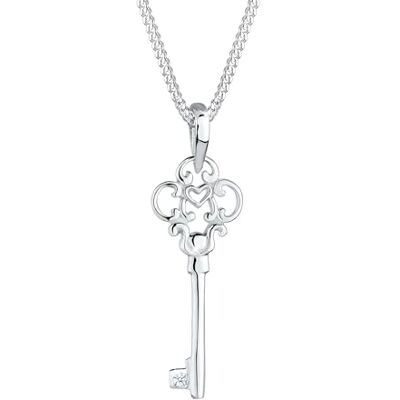 DIAMORE Halsband dam nyckel diamant (0,02 ct.) i 925 sterlingsilver, 450, fasettslipning, Diamant DIAMORE Halsband dam nyckel diamant (0,02 ct.) i 925 sterlingsilver, 450, fasettslipning, Diamant