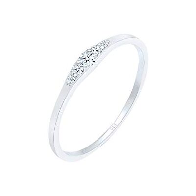 Elli diamanter ring kvinnor förlovning med diamant (0,07 ct) brud i 925 sterlingsilver Elli diamanter ring kvinnor förlovning med diamant (0,07 ct) brud i 925 sterlingsilver