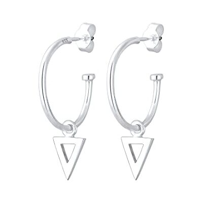 Elli örhängen dam kreol triangel geo trend i 925 sterlingsilver förgyllt, fasettad slipning, Utan Elli örhängen dam kreol triangel geo trend i 925 sterlingsilver förgyllt, fasettad slipning, Utan
