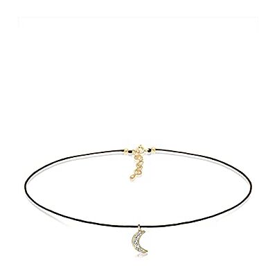 Elli Damhalsband med hänge halvmåne Astro 925 silver kristaller svart briljant slipning 36 cm e silver,Guld Elli Damhalsband med hänge halvmåne Astro 925 silver kristaller svart briljant slipning 36 cm e silver,Guld