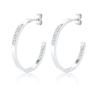 Elli kvinnors 925 sterlingsilver Xilion slipade kristallörhängen, Sterlingsilver, Kristall Elli kvinnors 925 sterlingsilver Xilion slipade kristallörhängen, Sterlingsilver, Kristall