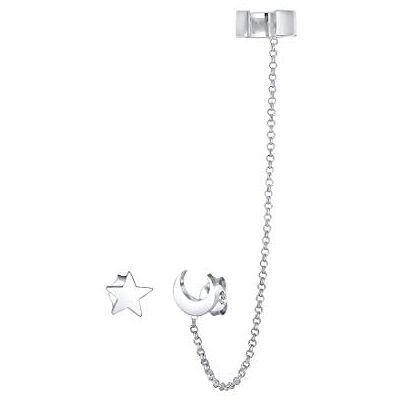 Elli Örhängen damer öronstift Astro stjärnor halvmåne i 925 sterlingsilver, Silver, Utan Elli Örhängen damer öronstift Astro stjärnor halvmåne i 925 sterlingsilver, Silver, Utan