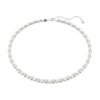 Swarovski Matrix Tennishalsband, Kristallpärla, Rundskuren, Vit, Rhodiumpläterad, En storlek Swarovski Matrix Tennishalsband, Kristallpärla, Rundskuren, Vit, Rhodiumpläterad, En storlek