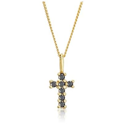 Elli DIAMONDS Halsband damer kors hänge med diamant (0,14 ct.) av 585 gult guld, 45cm, Gult guld, Diamant Elli DIAMONDS Halsband damer kors hänge med diamant (0,14 ct.) av 585 gult guld, 45cm, Gult guld, Diamant