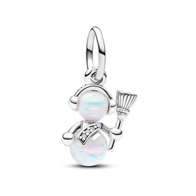 PANDORA Moments Schillernder Schneemann Charm-Anhänger aus Sterling Silber mit künstlichen Opalen, Kompatibel Moments Armbändern, 792981C01 PANDORA Moments Schillernder Schneemann Charm-Anhänger aus Sterling Silber mit künstlichen Opalen, Kompatibel Moments Armbändern, 792981C01