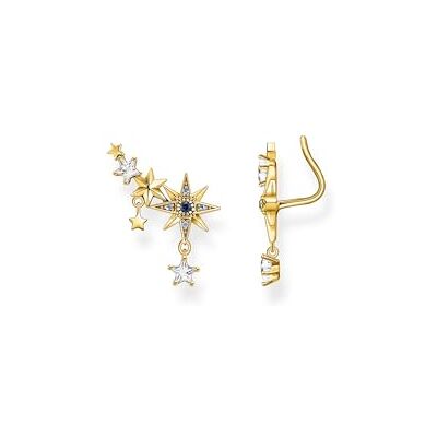 THOMAS SABO Sabo Ohrringe Ear Climber Royalty Sterne mit Steinen aus 925 Sterlingsilber 750er Gelbgold-Vergoldung, Maße: ca. 1,5cm x 1,8cm, H2223-959-7 THOMAS SABO Sabo Ohrringe Ear Climber Royalty Sterne mit Steinen aus 925 Sterlingsilber 750er Gelbgold-Vergoldung, Maße: ca. 1,5cm x 1,8cm, H2223-959-7