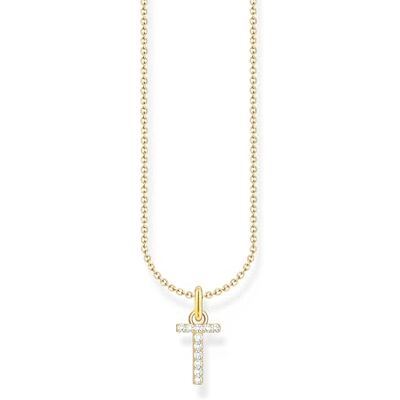 THOMAS SABO bokstav T halsband, guldpläterat silver med zirkoniumoxid, KE2259-414-14 THOMAS SABO bokstav T halsband, guldpläterat silver med zirkoniumoxid, KE2259-414-14