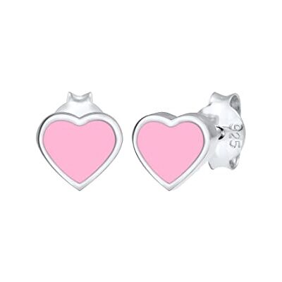 Elli örhängen barn hjärta plugg rosa emalj i 925 sterlingsilver, Emalj, Utan Elli örhängen barn hjärta plugg rosa emalj i 925 sterlingsilver, Emalj, Utan