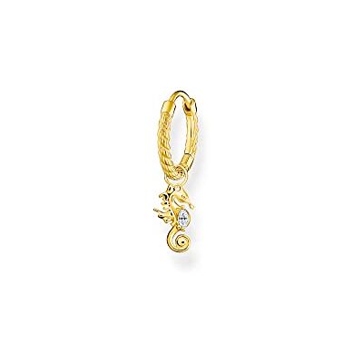 THOMAS SABO enkel kreol med vit sten och sjöhäst i sterlingsilver med 750-talet förgyllning, diameter: 1,3 cm, CR698-414-14, 1,3cm, Sterlingsilver, Kubisk zirkonia THOMAS SABO enkel kreol med vit sten och sjöhäst i sterlingsilver med 750-talet förgyllning, diameter: 1,3 cm, CR698-414-14, 1,3cm, Sterlingsilver, Kubisk zirkonia