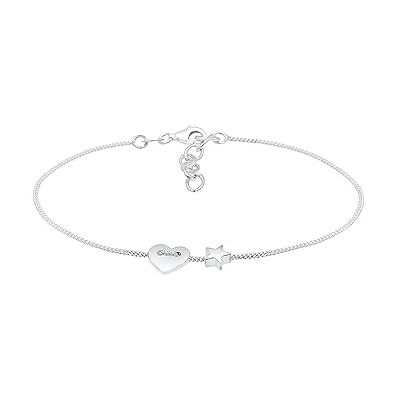 Elli dam 925 sterling silver hjärta stjärna jularmband Armband Dam 16 cm längd Elli dam 925 sterling silver hjärta stjärna jularmband Armband Dam 16 cm längd