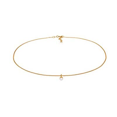 Elli Halsband damer choker klassisk med sötvattenodlade pärla i 925 sterling silver förgylld, 360, Sterlingsilver, Utan Elli Halsband damer choker klassisk med sötvattenodlade pärla i 925 sterling silver förgylld, 360, Sterlingsilver, Utan