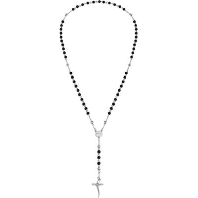 Breil Code Onyx Rosenkranzhalskette aus Stahl mit einem antiken, polierten Stein, Max. Länge: 63 cm, TJ2990 Breil Code Onyx Rosenkranzhalskette aus Stahl mit einem antiken, polierten Stein, Max. Länge: 63 cm, TJ2990