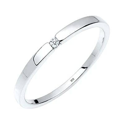 DIAMORE Elli diamanter-ring för kvinnor, förlovningsring klassisk med diamant (0,015 ct) i 925 sterlingsilver, 56 cm, Annat, Diamanter DIAMORE Elli diamanter-ring för kvinnor, förlovningsring klassisk med diamant (0,015 ct) i 925 sterlingsilver, 56 cm, Annat, Diamanter