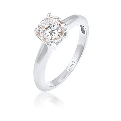 Elli ring damer solitär med zirkoniastenar i 925 sterlingsilver, 60, Kristall, Kubisk zirkonia Elli ring damer solitär med zirkoniastenar i 925 sterlingsilver, 60, Kristall, Kubisk zirkonia