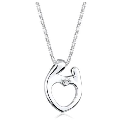 Elli halsband damer mors dag hänge kärlek filigran med kristall i 925 sterlingsilver, 450, fasettad slipning, Kristall Elli halsband damer mors dag hänge kärlek filigran med kristall i 925 sterlingsilver, 450, fasettad slipning, Kristall